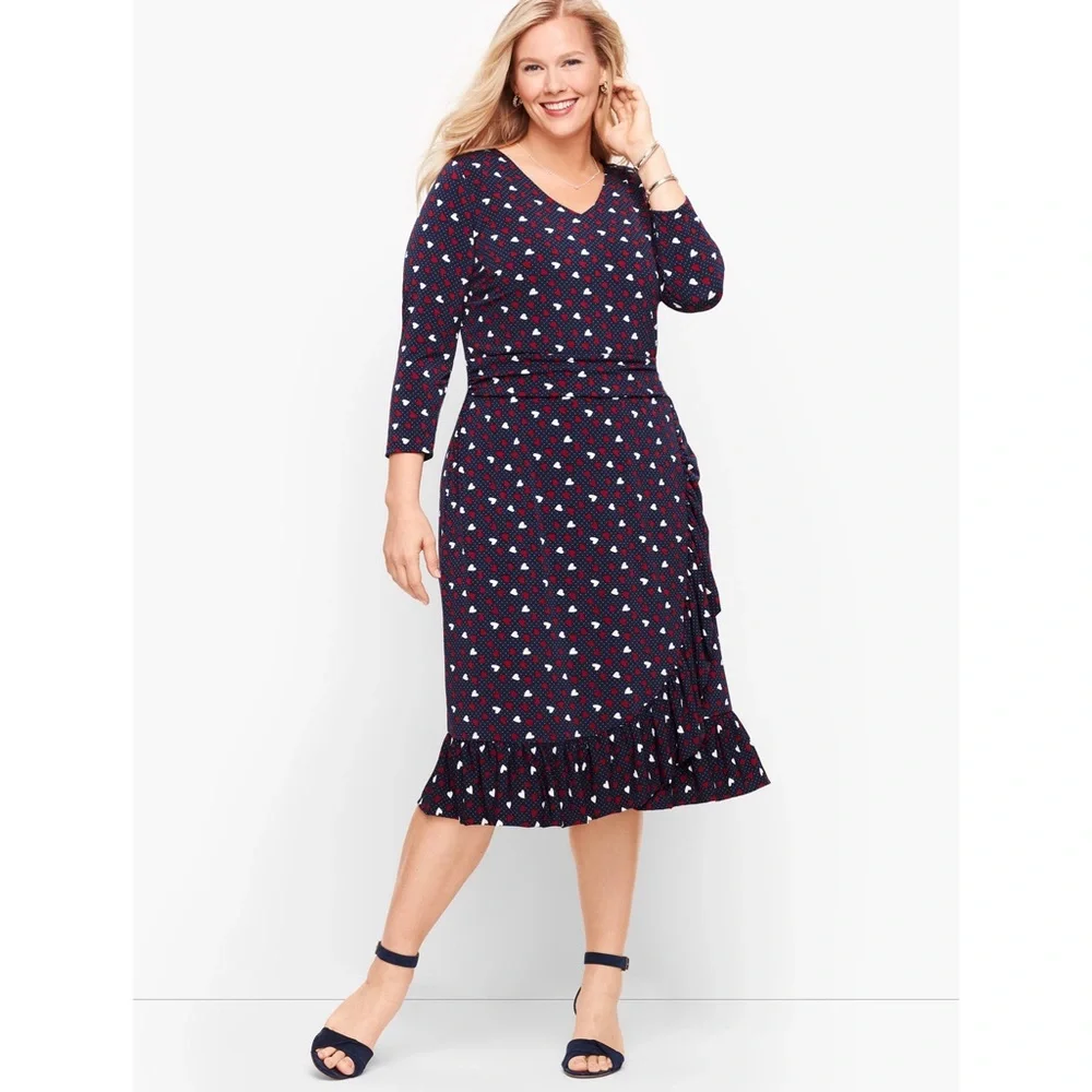 TALBOTS NWT Heart Print A-Line Jersey Sheath Dress 2 - Picture 2 of 15